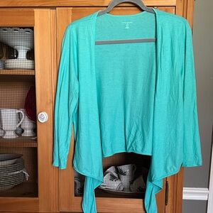 david brooks Turquoise Open-Front Women's Cardigan